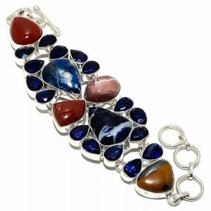 Sodalite, Sapphire 925 Sterling Silver Bracelet